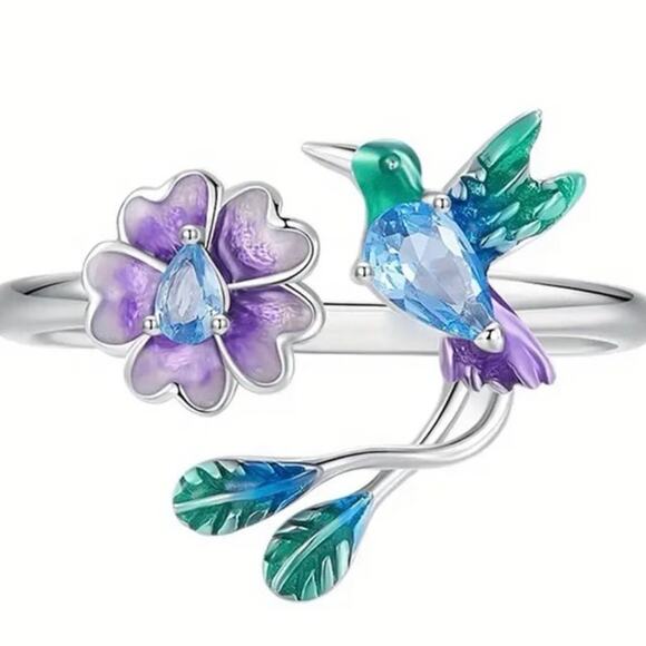 fashion ring adjustable spoon ring style hummingbird - Picture 1 of 4